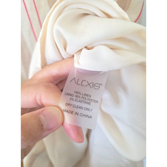 ALEXIS Dimma Sleeveless Linen Mini Dress in Heather Beige Stripe Size L - Picture 6 of 10